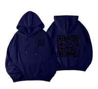 DabinFa Funny Scannable Code Unisex Hoodie Pullover Hoodie Code UnisexFunny Qr Code Hoodie (Navy blue,M)