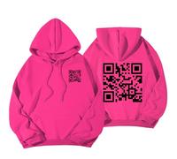DabinFa Funny Scannable Code Unisex Hoodie Pullover Hoodie Code UnisexFunny Qr Code Hoodie (Rose red,L)