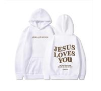 DabinFa Jesus Sweatshirt,Jesus Loves You Hoodie,Christian Faith Sweatshirts Gift for Men WomenJesus Hoodies (White,XXL)