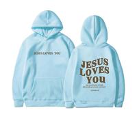 DabinFa Jesus Sweatshirt,Jesus Loves You Hoodie,Christian Faith Sweatshirts Gift for Men WomenJesus Hoodies (Light blue,XL)