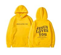DabinFa Jesus Sweatshirt,Jesus Loves You Hoodie,Christian Faith Sweatshirts Gift for Men WomenJesus Hoodies (Yellow,XXL)