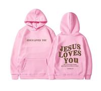 DabinFa Jesus Sweatshirt,Jesus Loves You Hoodie,Christian Faith Sweatshirts Gift for Men WomenJesus Hoodies (Light pink,M)