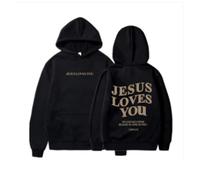 DabinFa Jesus Sweatshirt,Jesus Loves You Hoodie,Christian Faith Sweatshirts Gift for Men WomenJesus Hoodies (Black,3XL)