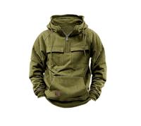 DabinFa Mens Hoodies， Quarter Zip Sweatshirts Pullover Men Tactical Jacket Sweatshirt Tactical Workout Hoodie (Army green,L)
