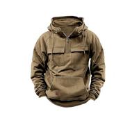 DabinFa Mens Hoodies， Quarter Zip Sweatshirts Pullover Men Tactical Jacket Sweatshirt Tactical Workout Hoodie (Khaki,L)