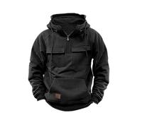 DabinFa Mens Hoodies， Quarter Zip Sweatshirts Pullover Men Tactical Jacket Sweatshirt Tactical Workout Hoodie (Black,L)