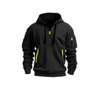 DabinFa Men's Tactical Hoodies Hoodies Quarter Sleeve Casual Fashion Hoodies With Pockets Tactical Sweatshirts (Black,M)