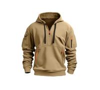DabinFa Men's Tactical Hoodies Hoodies Quarter Sleeve Casual Fashion Hoodies With Pockets Tactical Sweatshirts (Khaki,S)