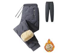 DabinFa Wool Pants, Unisex Wool Lined Pants, Wool Lined Jogging Pants,Mens Cargo Sweatpants,Winter Pants for Men (Gray Cuffs,XL)