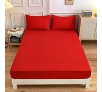 DaBingDian 3pcs Solid Color Queen Size Bedding Set - Fitted Sheet & Pillowcases with Elastic Band Mattress Cover