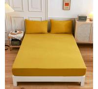 DaBingDian 3pcs Solid Color Queen Size Bedding Set - Fitted Sheet & Pillowcases with Elastic Band Mattress Cover