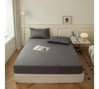 DaBingDian 3pcs Solid Color Queen Size Bedding Set - Fitted Sheet & Pillowcases with Elastic Band Mattress Cover