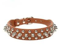 DaBingDian Adjustable PU Leather Dog Collar with Punk Rivet Spikes, Stylish Studded Pet Neck Collar for Small Dogs and Cats