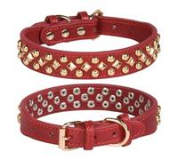 DaBingDian Anti-bite rivet dog collar medium and large leather pet collar soft and comfortable adjustable size