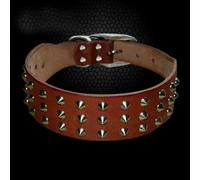 DaBingDian Cool Rivets Studded Best Genuine Leather Pet Dog Collars For Small Medium Large Dogs Black Brown Boxer Bulldog Pitbull XS S M L