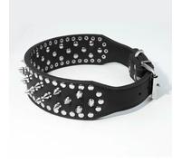 DaBingDian Genuine Leather Spiked Dog Collar, Adjustable Pitbull Collar for Medium Large Dogs - Brown Bulldog, Pug, Boxer Pet Supplies