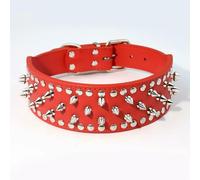 DaBingDian Genuine Leather Spiked Dog Collar, Adjustable Pitbull Collar for Medium Large Dogs - Brown Bulldog, Pug, Boxer Pet Supplies