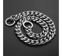 DaBingDian Heavy Duty Stainless Steel Dog Choke Chain, 19mm Silver and 18K Gold Cuban Link Collar for Pit Bull, Mastiff, Bulldog