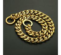 DaBingDian Heavy Duty Stainless Steel Dog Choke Chain, 19mm Silver and 18K Gold Cuban Link Collar for Pit Bull, Mastiff, Bulldog