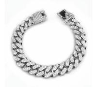 DaBingDian Luxury Designer Dog Collar Bracelet Bling Diamond Dog Necklace Cuban Gold Chain for Pitbull Big Dogs Jewelry Metal Material