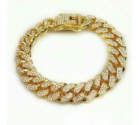 DaBingDian Luxury Designer Dog Collar Bracelet Bling Diamond Dog Necklace Cuban Gold Chain for Pitbull Big Dogs Jewelry Metal Material