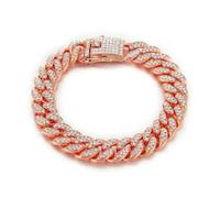 DaBingDian Luxury Designer Dog Collar Bracelet Bling Diamond Dog Necklace Cuban Gold Chain for Pitbull Big Dogs Jewelry Metal Material