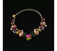 DaBingDian Princess Style Cat Collar, Adjustable Rhinestone Diamond Necklace with Colorful Pearls for Birthday Party Events