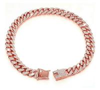 DaBingDian Rhinestone Dog Collar Luxury Metal Chain for All Breeds Dogs Cats Cuban Link Necklace Hip Hop Big Gold Chain