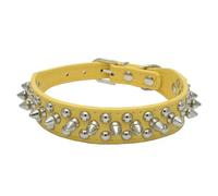 DaBingDian Stylish PU Leather Dog Collar with Spiked Rivet Studded Design for Small Medium Breeds 8 colors