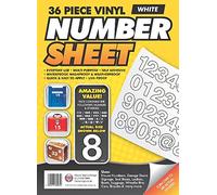 Dabmoo Standard Quality Self Adhesive Multi Purpose 36 Pcs Vinyl Number Stickers For Home Office Boats Car Dustbin Door [ Number Sheet, White ]