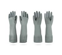 DABOGOSA MAMISON 2 Pairs Rubber Gloves - Long, Grey, L - Dishwashing, Kitchen, Cleaning Gloves