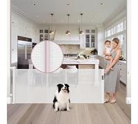 Reinforced 72" Wide Retractable Baby Gate with Rods Prevent Sagging, Retractable Dog Gate Mesh Baby Gate for Doorway, Large Baby Gate Retractable Gates for Dogs, Extra Wide Dog Gates for Stair, White