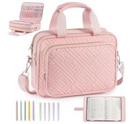 dabria Bible Cover Case for Women, Book Cover with Shoulder Strap, Bible Study Supplies with Highlighters, Journaling Carrying Kit