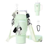 dabria Water Bottle Carrier Bag with Phone Pocket for Stanley 40/30 oz Tumbler Neoprene Water Bottle Holder Pouch with Adjustable Strap Bollus with Straw Cover & Carabiner for Stanley Cup Accessories
