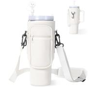 dabria Water Bottle Carrier Bag with Phone Pocket for Stanley 40/30 oz Tumbler Neoprene Water Bottle Holder Pouch with Adjustable Strap Bollus with Straw Cover & Carabiner for Stanley Cup Accessories
