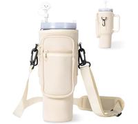 dabria Water Bottle Carrier Bag with Phone Pocket for Stanley 40/30 oz Tumbler Neoprene Water Bottle Holder Pouch with Adjustable Strap Bollus with Straw Cover & Carabiner for Stanley Cup Accessories
