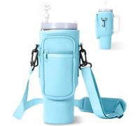 dabria Water Bottle Carrier Bag with Phone Pocket for Stanley 40/30 oz Tumbler Neoprene Water Bottle Holder Pouch with Adjustable Strap Bollus with Straw Cover & Carabiner for Stanley Cup Accessories