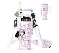 dabria Water Bottle Carrier Bag with Phone Pocket for Stanley 40/30 oz Tumbler Neoprene Water Bottle Holder Pouch with Adjustable Strap Bollus with Straw Cover & Carabiner for Stanley Cup Accessories