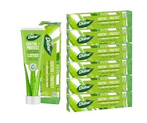 Dabur Aloe Vera Organic Toothpaste - 100g (Pack of 6)| Prevent Cavities Naturally with Herbal Extracts | Enriched with Organic Aloe Vera