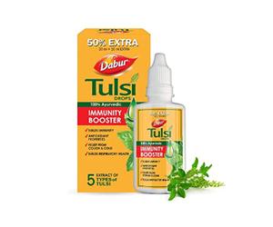 DABUR Tulsi Drops- 50% Extra: Concentrated Extract of 5 Rare Tulsi for Natural Immunity Boosting & Cough and Cold Relief: (20ml +10ml Free)