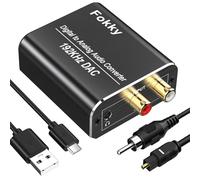 DAC Converter 192KHz Fokky Digital SPDIF Toslink to Analog Audio Converter with Volume Control, Optical to RCA L/R Audio Converter with Optical Cable, Coaxial Cable, for PS3 PS4 Xbox Blu-ray TV