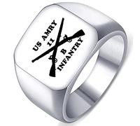 Dacai Laser Engraved Army Combat Infantryman 11B US Silver Stainless Steel Men's Womens Ring, Metal, No Gemstone