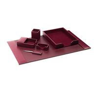 DACASSO Bonded Leather Desk Set - Luxury Leather Desk Pad & Desk Organization Essentials (Burgundy, 6 Piece)