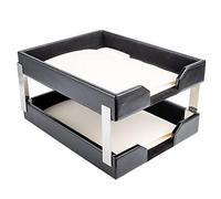 Dacasso Bonded Leather Double Letter Trays, Black