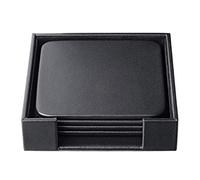 Dacasso Classic Square Coaster Set with Holder, Black