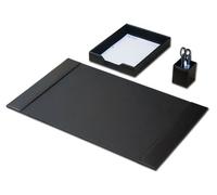 Dacasso D1437 Black Bonded Leather 3-Piece Desk Set