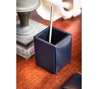 Dacasso Pencil Cup, Bonded Leather Protective Velveteen, Navy Blue, 3 x 3 x 4