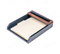 Dacasso Walnut & Black Leather Luxury Letter Tray - Letter Holder & Paper Organization - Executive Desk Surface Protector & Essential Office Decor