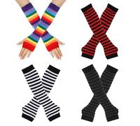 Dacatoow 4 Pairs Arm Warmers, Elastic and Comfortable Arm Warmers Womens, Durable Glove Warmers, Knitted Arm Gloves Fingerless Long Wristlets Women's Autumn and Winter Accessories