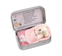 Dacatoow A Little Pocket Bear Hug, pocket bear in a Tin Box, Small Teddy Bear in a Tin Box, Sending You Mini Pocket Hug Love (Light Brown)